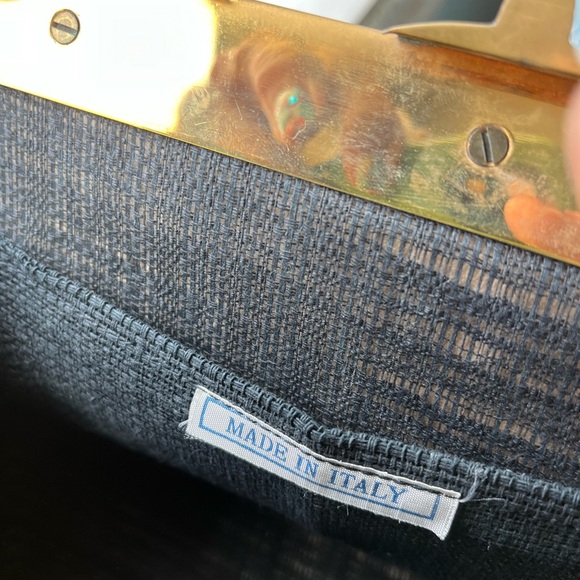 Vintage Black Woven Handbag with Gold Accents - Picture 5 of 5